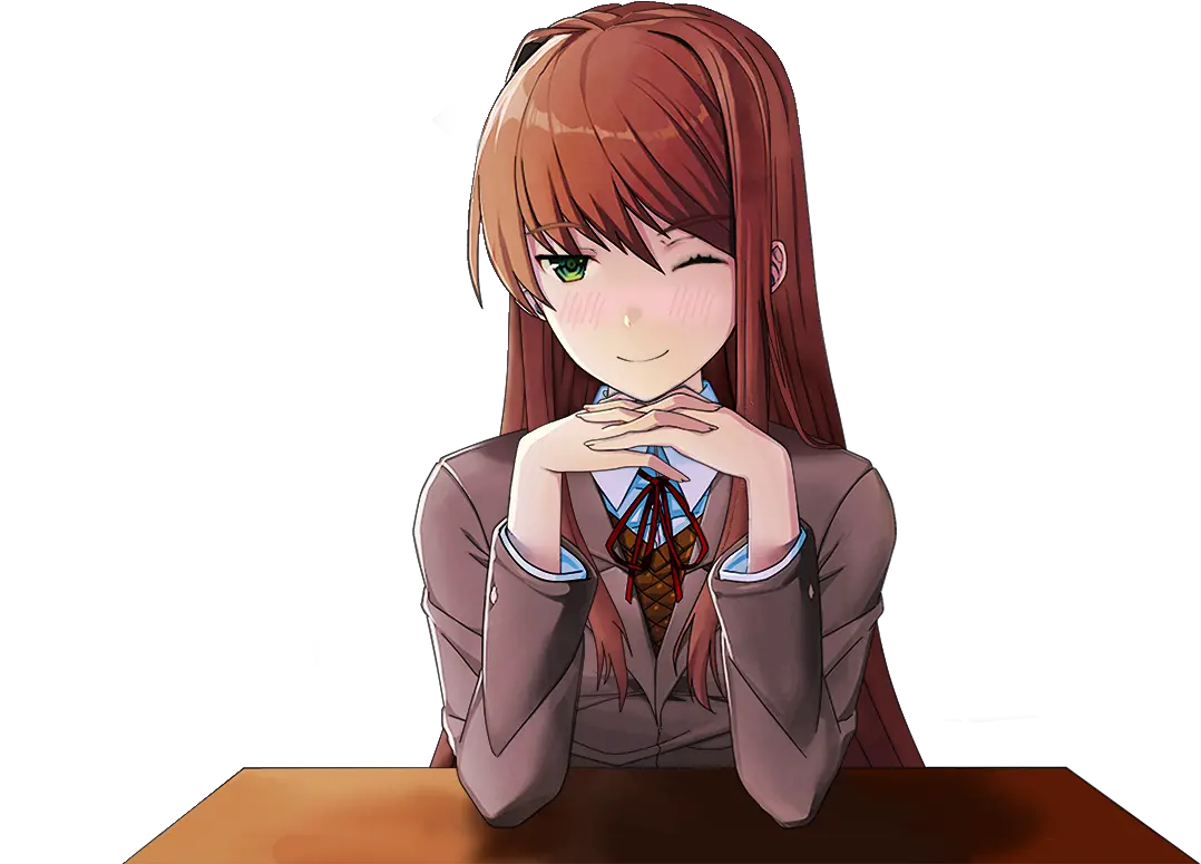 Winking Expression Issue 1911 Monika Afterstory Hime Cut Png Monika Transparent