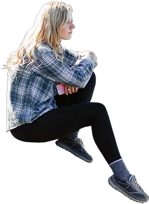 Cutout Image Of A Blonde Girl Sitting Person Sitting Thinking Png Person Thinking Png