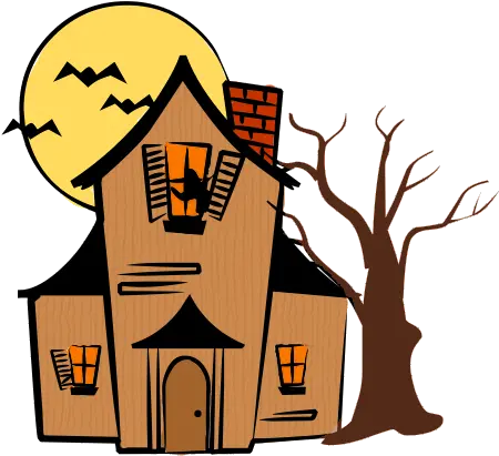 Halloween House Free Png Image Arts Color A Haunted House Halloween Tree Png