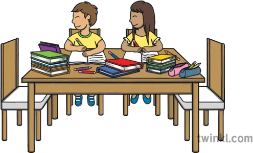 Kit And Sam Doing Homework Looking Left Children Phonics Family Homework Png Homework Png