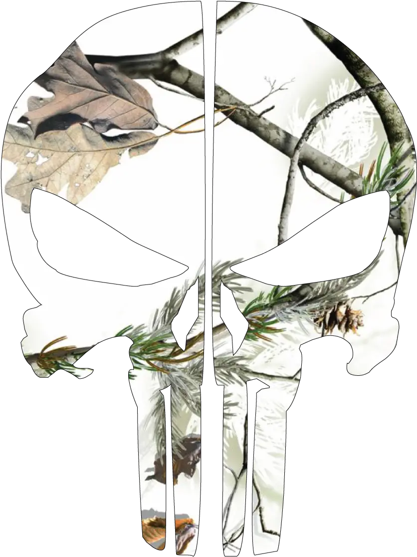 Winter Woods Camo Punisher Skull Rear Helmet Reflective Decal Illustration Png Punisher Skull Png