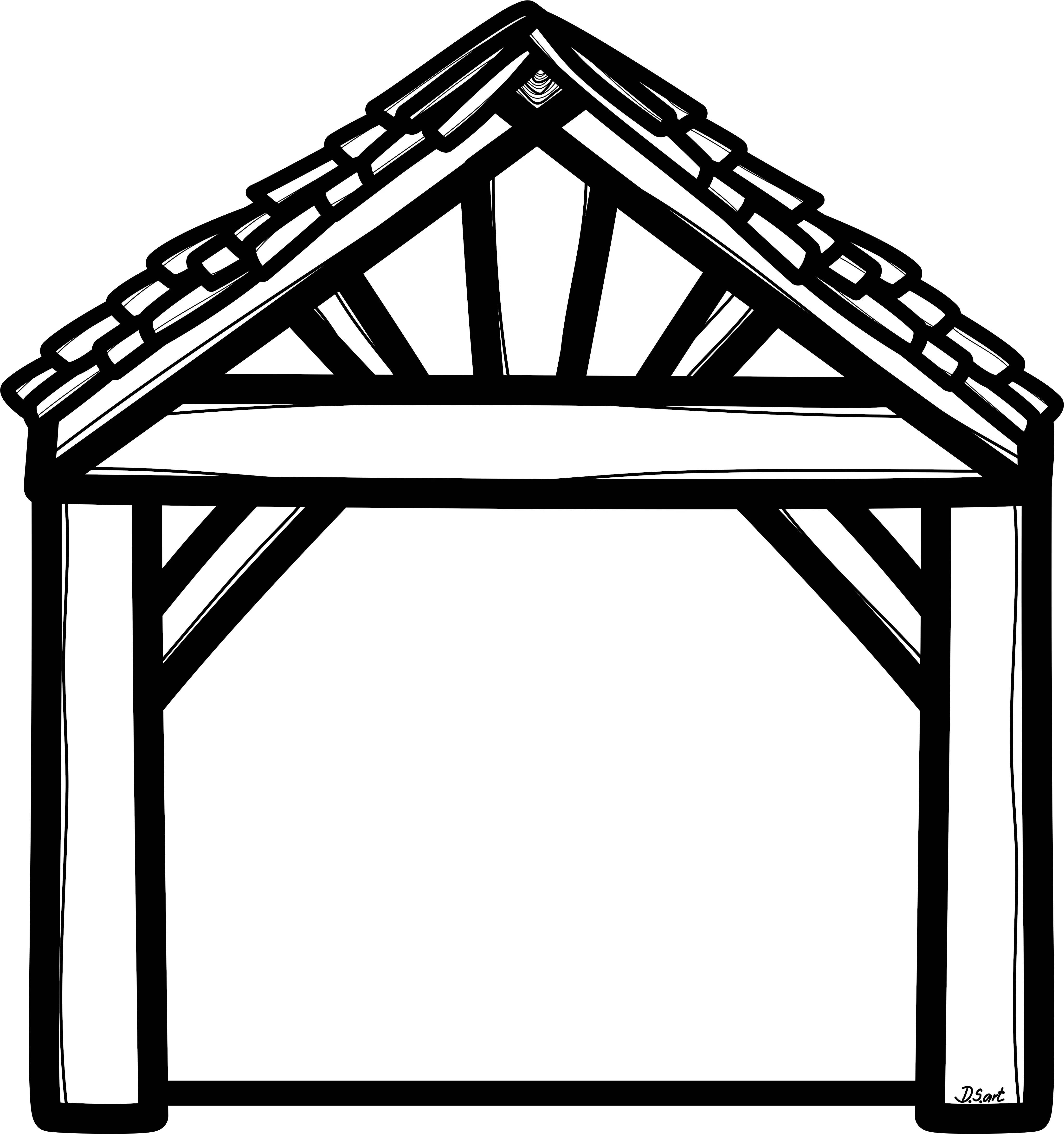 Manger Scene Png Nativity Stable Clipart Black And White Manger Png