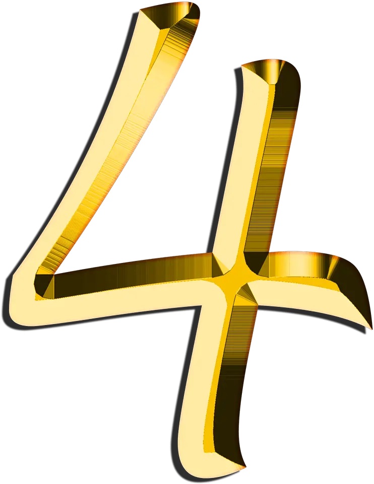 Golden Number 4 Transparent Png Numero 4 Dorado Png 4 Png