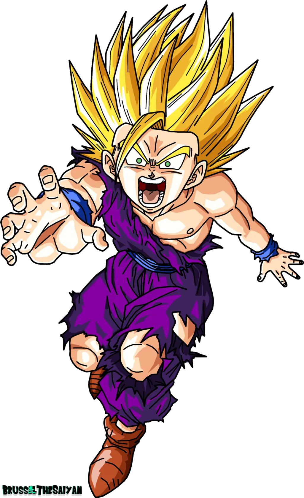 Download Super Saiyan 2 Teen Gohan By Gohan Teenage Super Saiyan 2 Png Gohan Png