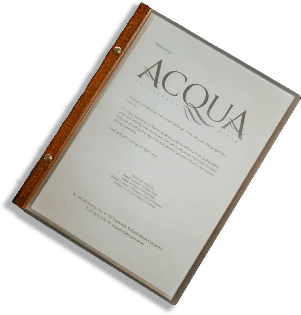 Acqua Restaurant U0026 Bar Document Png Menu Png