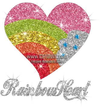 Glittery Rainbow Heart Hot Fix Ironon Transfer Cstown Sparkly Png Rainbow Heart Png