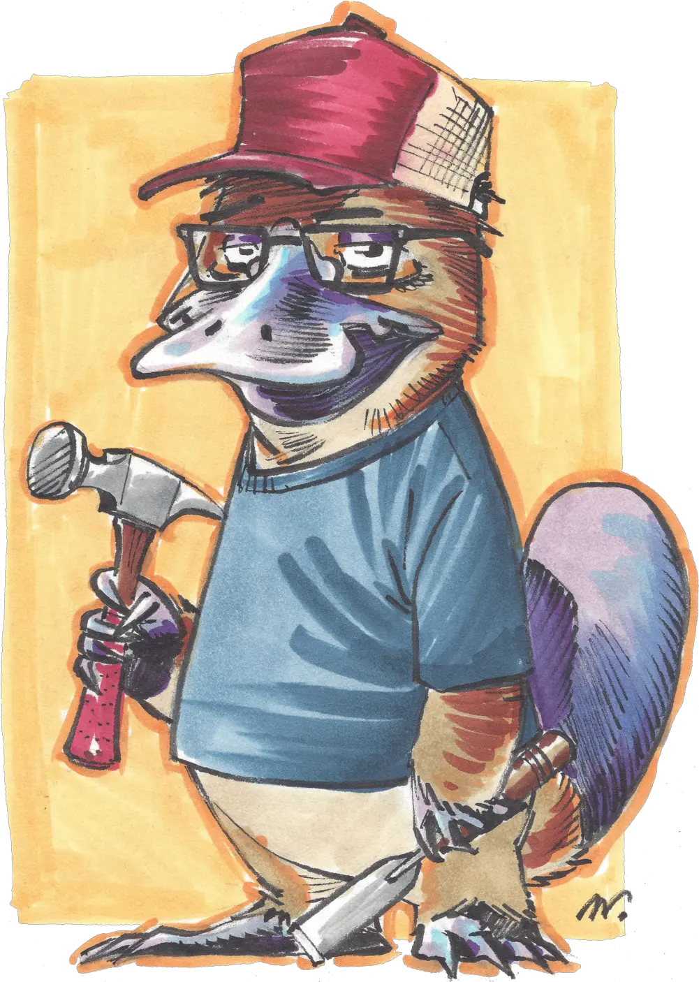 Platypus Builds Custom Woodworking Cartoon Png Platypus Png