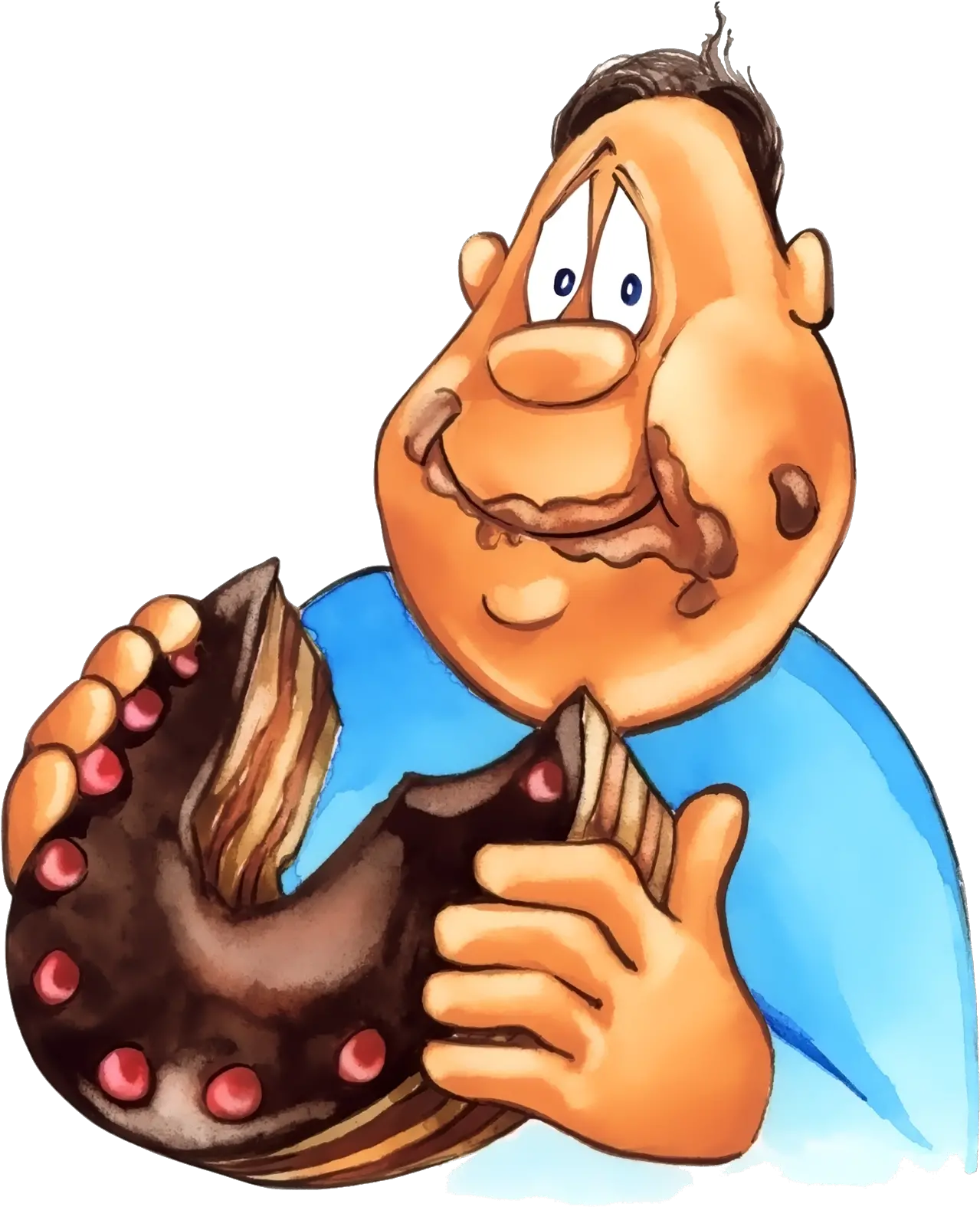 Download Chocolate Cake Birthday Cartoon Man Eating Cake Png Eating Png