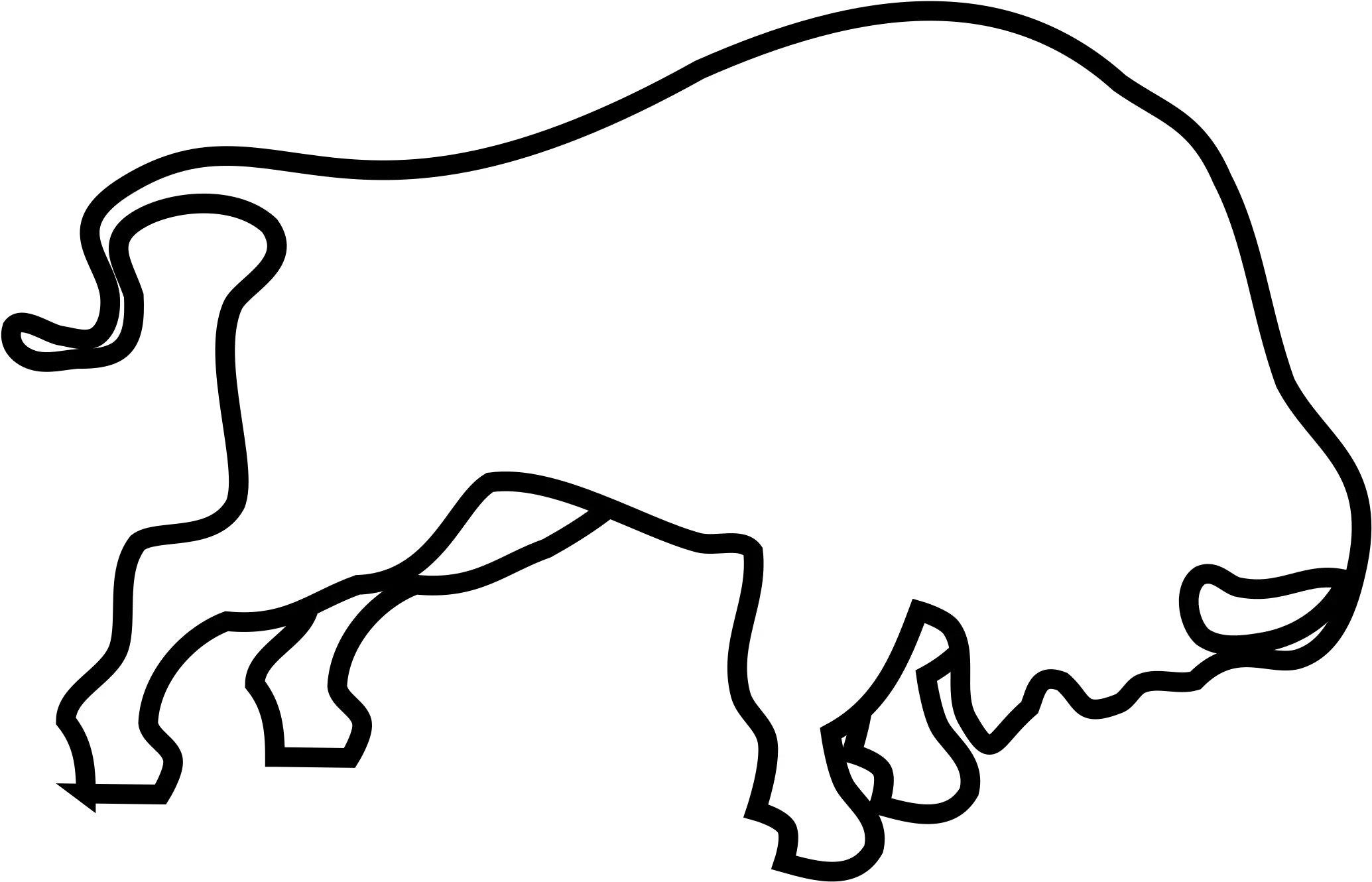 Black Outline Of Bison Png Image Clip Art Bison Png