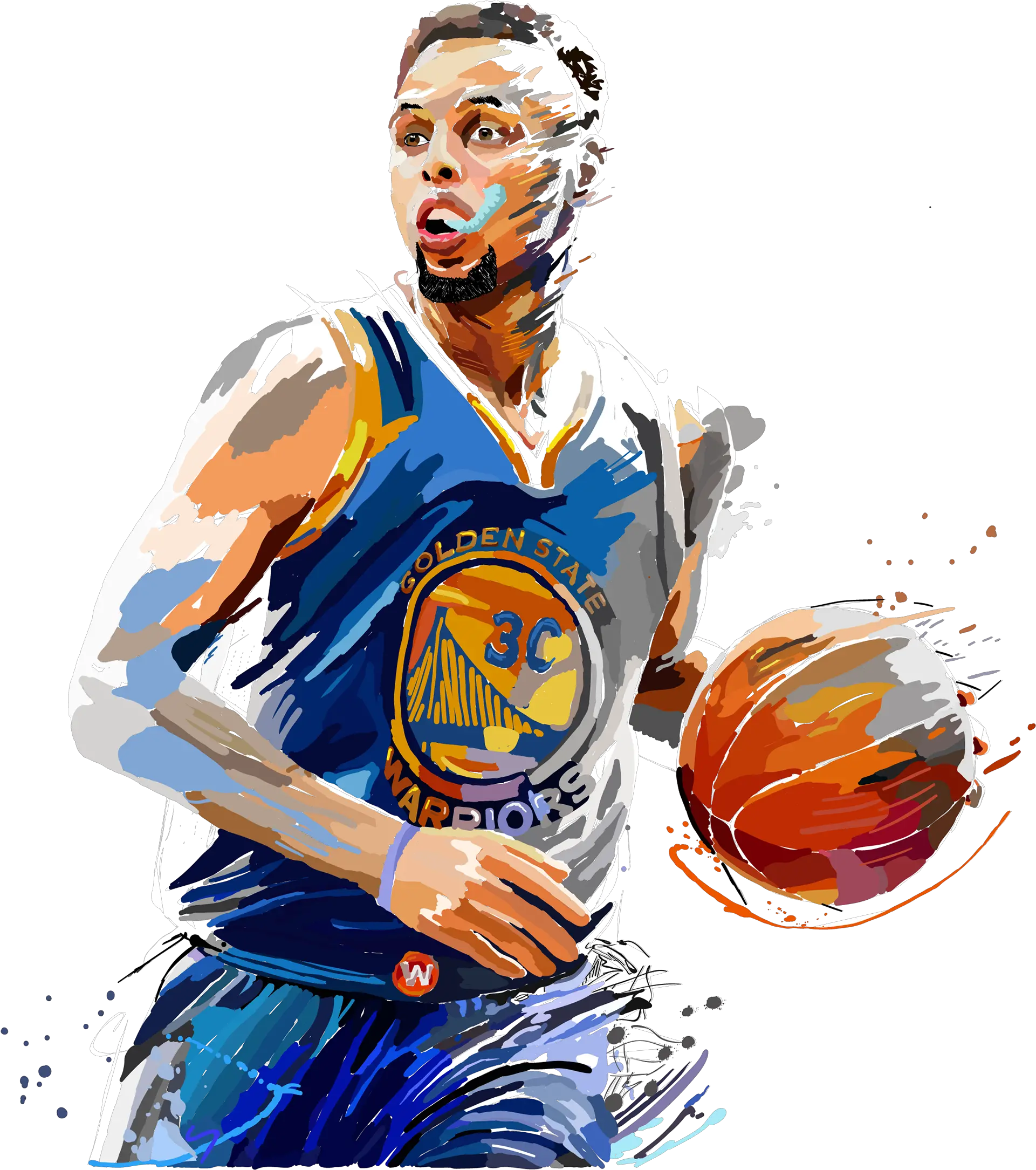 Steph Curry Painting Vector Illustration Golden State Stephen Curry Golden State Warriors Png Curry Png