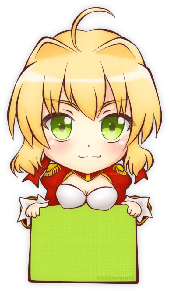 Daily Saber 50 Red In A Nice Green Box Fate Extra Fate Extra Nero Chibi Png Saber Fate Icon