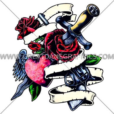 Rose And Dagger Tattoo Production Ready Artwork For T Cartoon Png Rose Tattoo Transparent