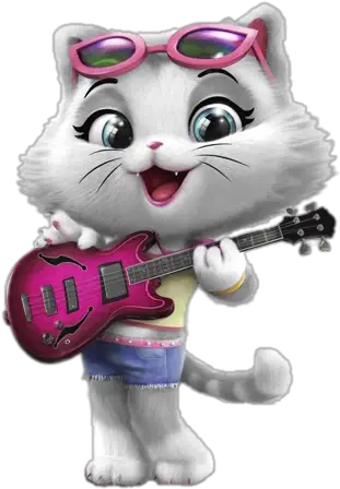 Cats Milady With Bass Guitar Png Image Transparent