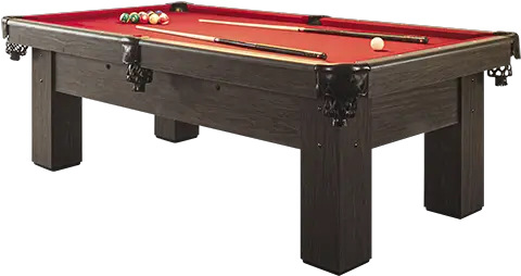 Grey Wood Pool Table With Red Cloth Png Balls