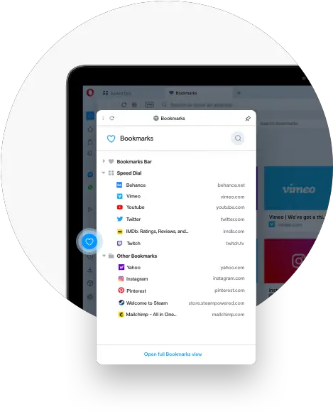 Bookmarks In Opera Customize Sync And Manage Browser Vertical Png Youtube Folder Icon