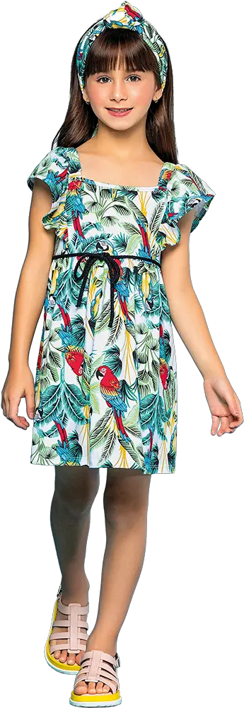 Milon Girls Tropical Dress Basic Dress Png Cream Icon Dress