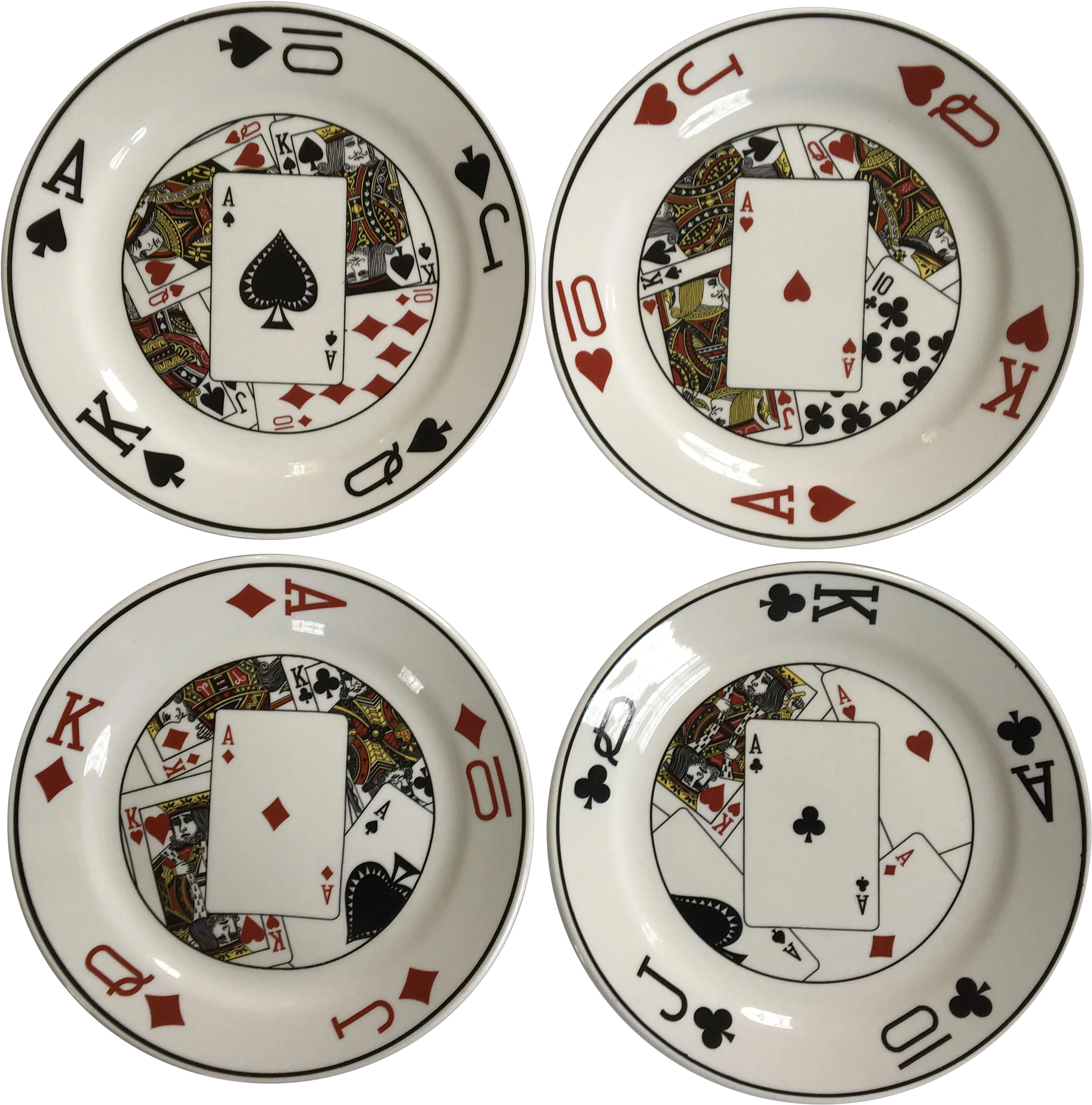 20th Century Playing Card Suits Plates Set Of 4 Serving Platters Png Card Suits Png