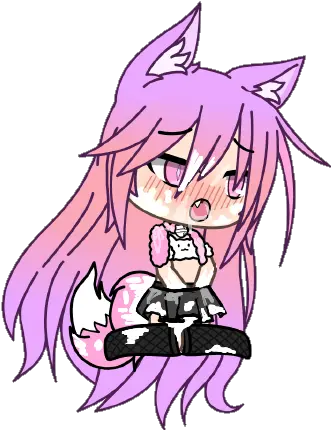 Wolfgirl Masturbating Nsfw Gachalife Gacha Drool Cum Png Transparent Background