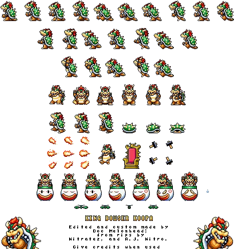 Custom Edited Mario Customs Bowser Super Mario Bros Super Mario Bros 3 Bowser Sprites Png Super Mario Bros Png