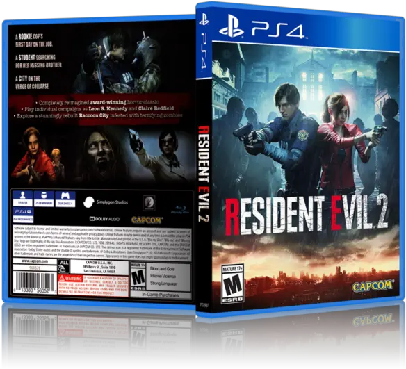 Resident Evil 2 Replacement Ps4 Cover And Case No Game Playstation Png Resident Evil 2 Png