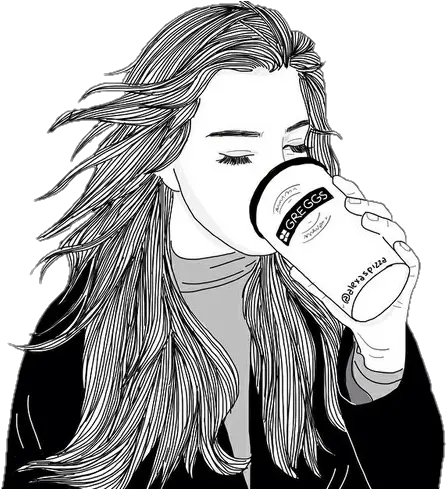 Girl Tumblr Drawing Png 6 Image Girl Holding Starbucks Drawing Girl Drawing Png