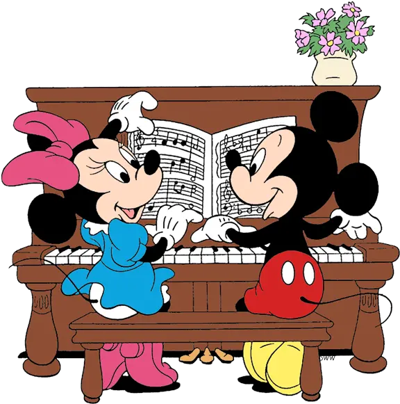 Mickey U0026 Minnie Mouse Clip Art Disney Galore Minnie Mouse Playing Piano Png Piano Clipart Transparent