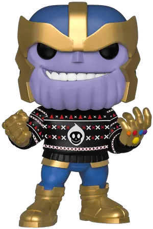 The Avengers Thanos With Ugly Sweater Christmas Holiday Pop Vinyl Figure Funko Pop Thanos Holiday Png Thanos Helmet Png