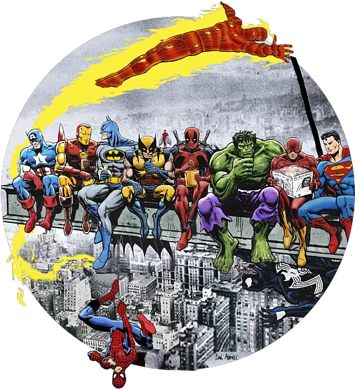 Marvel Dc Superheroes Lunch Atop Skyscraper Again Face Mask Lunch Atop A Skyscraper Marvel Png Superhero Icon Posters