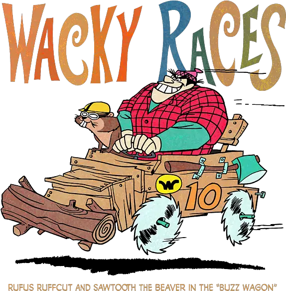 60s Wacky Races Cartoon Rufus Ruffcut And Sawtooth The Beaver In Buzz Wagon Greeting Card Png Icon Pack