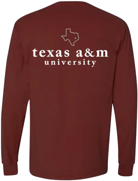 Texas Au0026m Aggies Lonestar Pocket Long Sleeve T Shirt Maroon Autocad Png Texas Am Logo Png