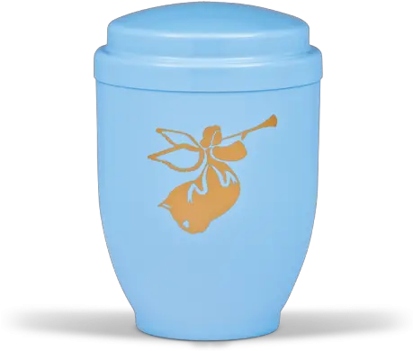 Blue Steel With Gold Angel Emblem Funeral Cremation Ashes Urn For Childboy 354 Water Bottle Png Ashes Png