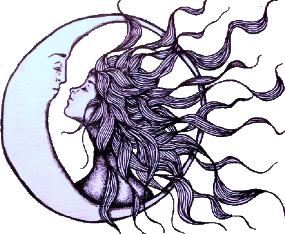 Hippie Clipart Moon Sun And Moon Romance Png Download Solar Eclipse Drawing Sun And Moon Png