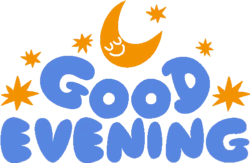 Good Evening Yellow Stars And Moon Above Good Evening Cute Sticker Png Android Yellow Star Icon