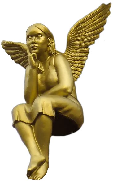 Golden Angel Sitting Transparent Png Stickpng Angel In Golden Bronze Angel Png