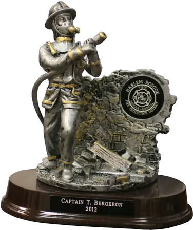 Silver Firefighter Statue With Gold Trim Statue Png Gold Trim Png