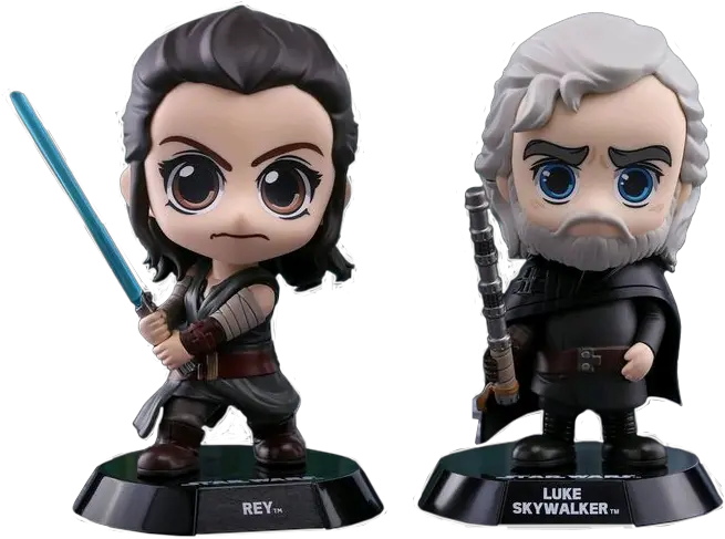 Star Wars Episode Viii The Last Jedi Luke Skywalker And Rey Cosbaby 375 Inch Hot Toys Bobble Head Figure 2pack Last Jedi Luke Skywalker Bobble Head Png The Last Jedi Png