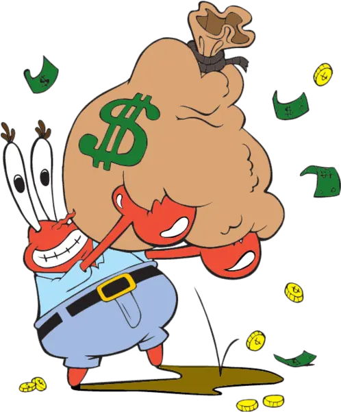 Mr Krabs Gettin Mr Krabs With Money Bag Png Mr Krabs Png