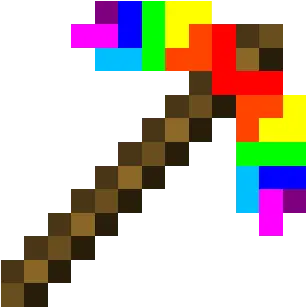 Rainbow Pickaxe Transparent Minecraft Wooden Pickaxe Png Minecraft Pickaxe Png