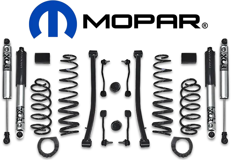 Mopar 2 Lift Kit With Fox Shocks For 20 Up Jeep Gladiator Jt Mopar 2 Inch Lift Kit Wrangler Jl Png Fox Shocks Logo