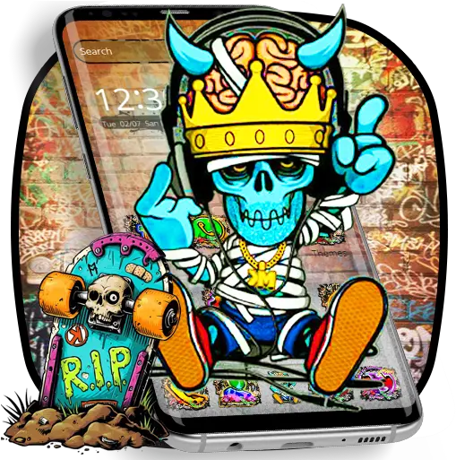 Graffiti Music Crown Skull Theme Cartoon Png Graffiti Crown Png