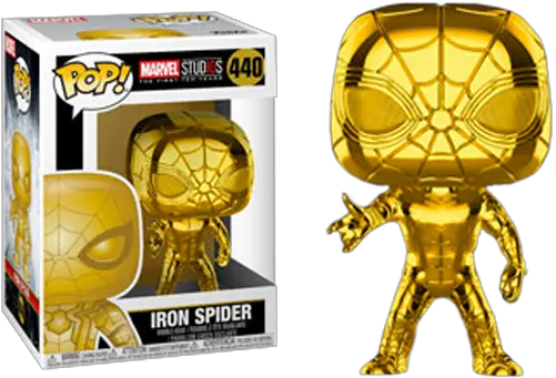 Marvel Studios The First Ten Years Iron Spider Gold Chrome Pop Vinyl Figure Funko Pop Iron Spider Chrome Png Iron Spider Png