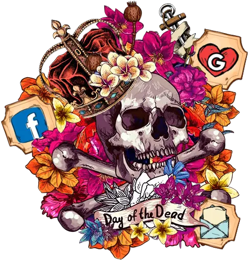 Download Flower Skull Graffiti Themes Hd Wallpapers Icons Scary Png Facebook Skull Icon