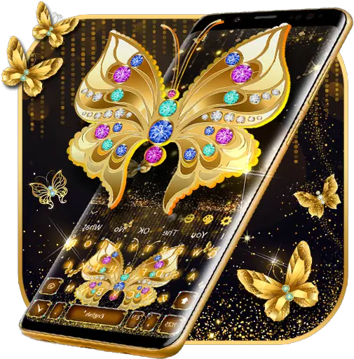 Shining Gold Butterfly Keyboard U2013 Google Play Ilovalari Decorative Png Gold Butterfly Png