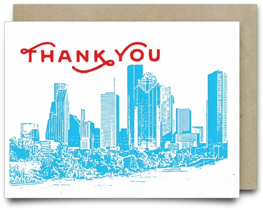 Houston Skyline Thank You Card Thank You Houston Png Houston Skyline Png