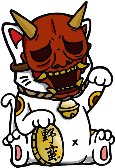 3 Maneki Neko Tattoo Png Oni Mask Png