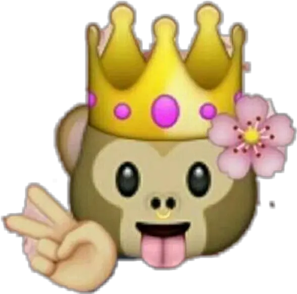 Sticker Queenmonkey Monkey Queen Emojistickers Emoji Emoji Flower Crown Monkey Emoji Png Monkey Transparent Background