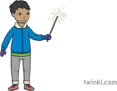 Boy With Sparkler Fireworks Loud Bang Bonfire Night Ks1 Cartoon Png Sparkler Png