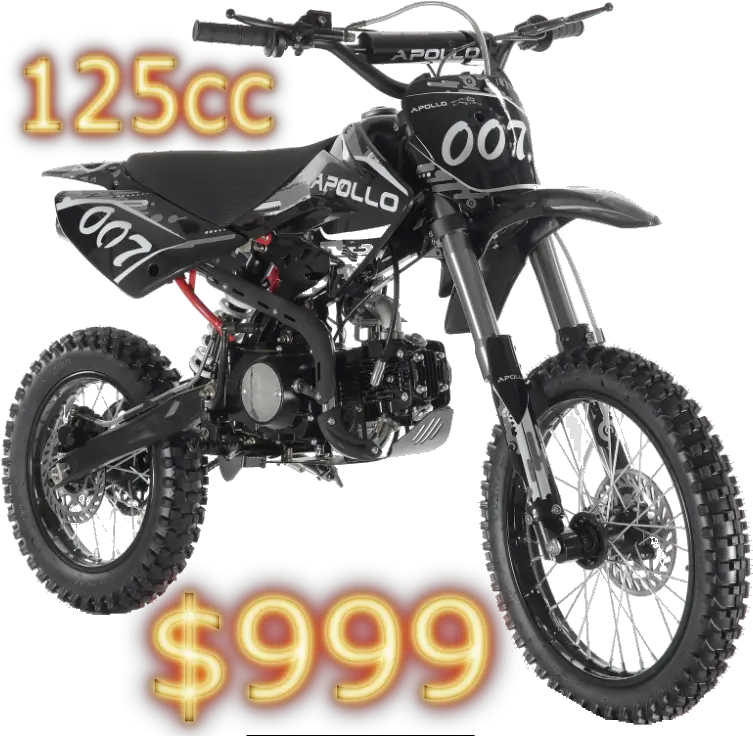 Apollo 007 125cc Dirt Bike Black Dirt Bikes Png Dirt Bike Png