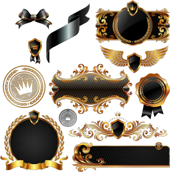 Gold Shields And Crests Vectors Black And Gold Shields Png Gold Shield Png