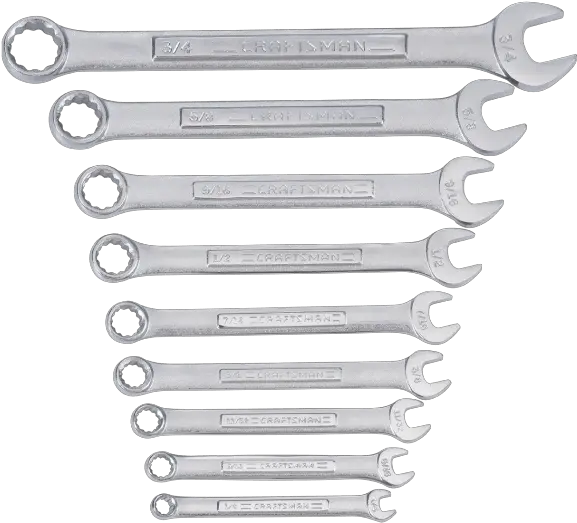 9 Pc Sae Wrench Set Cmmt82327 Craftsman Craftsman Open End Wrench Png Wrench Png